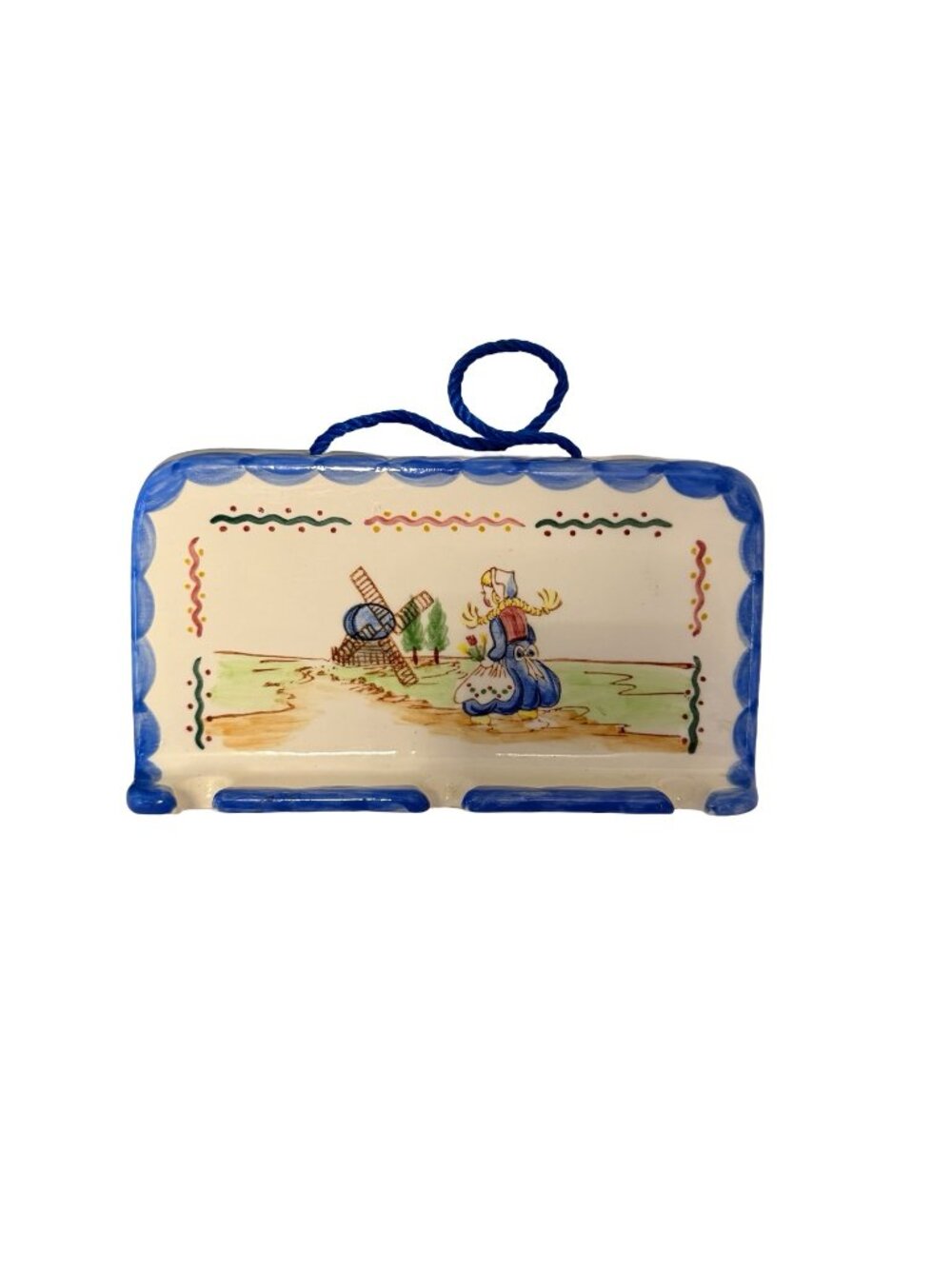 Vintage Dutch Girl Windmill Ceramic Wall Utensil Holder Made in Japan 1948